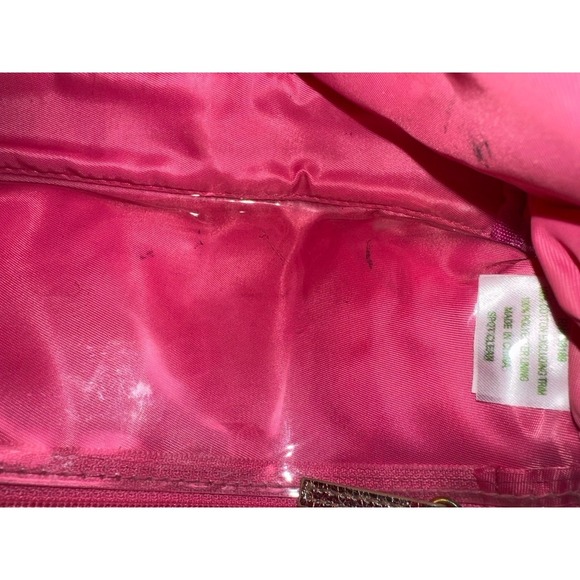 Lilly Pulitzer cosmetics makeup chi omega yellowpink floral zipper‎ bag - Picture 8 of 9
